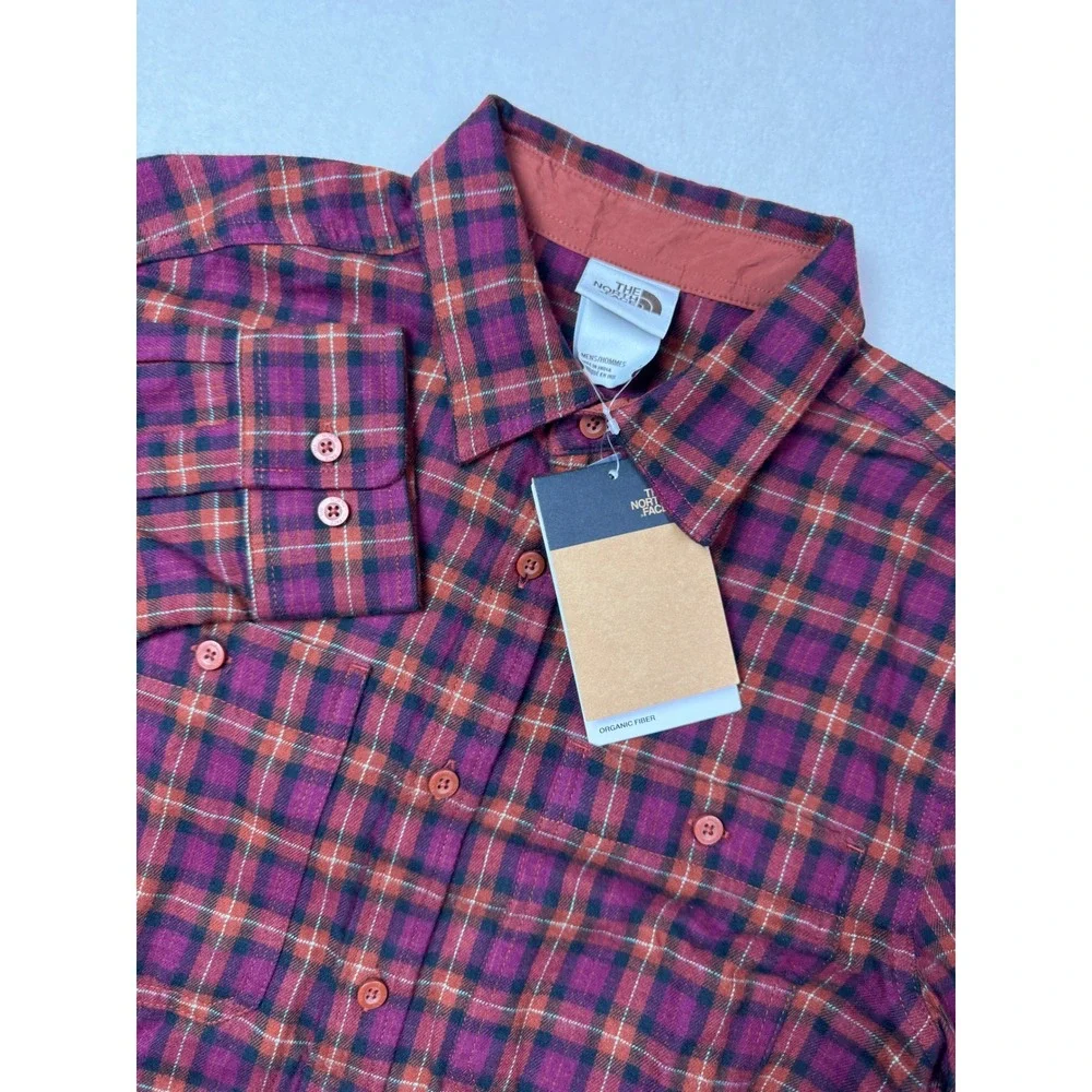 The North Face Arroyo Men's Small Brown Plaid Cotton Button Down Shirt NEW